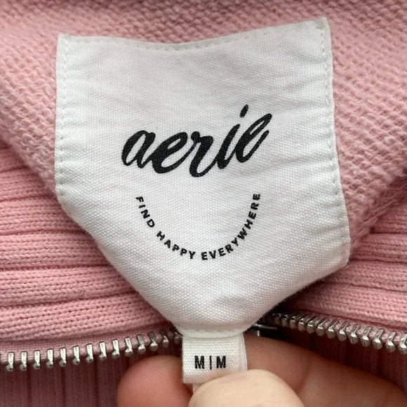 AERIE Upcycled Puppy Love Quarter Zip Sweatshirt - Size Medium - Picture 5 of 6